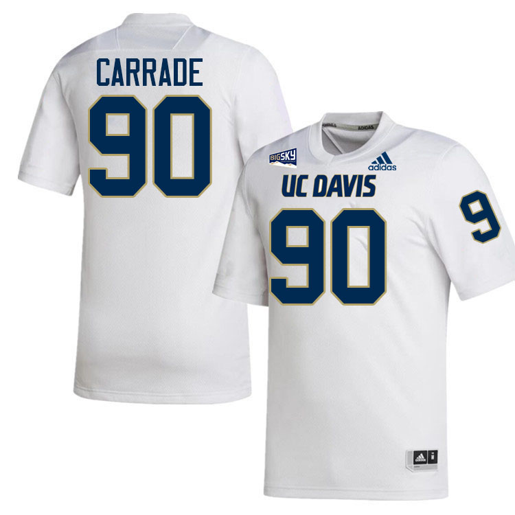 UC Davis Aggies #90 Trent Carrade College Football Jerseys, Uniforms Stitched Sale-White